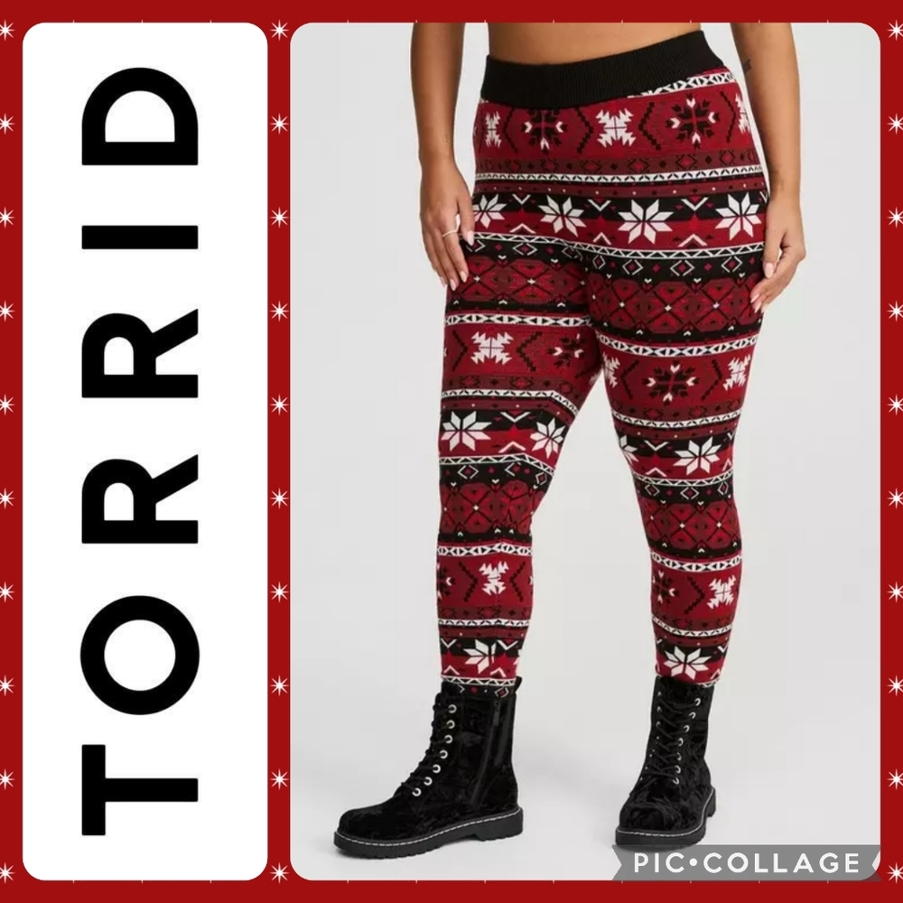 ❌️SOLD❌️ Torrid 5X Full-Length Sweater Legging - Red Classic Fairisle